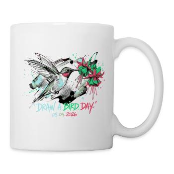 Hummingbird Ink Splash with Flowers - Mug - white - Right