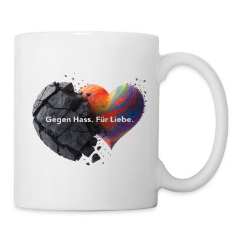 Liebe statt Hass Shirt für Frauen & Männer - Tasse - Weiß - Rechts