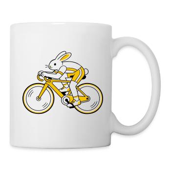 Hase auf einem Rennrad - Tasse - Weiß - Rechts