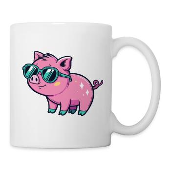 Cute Chic Pig Sonnenbrille - Tasse - Weiß - Rechts