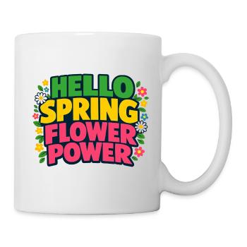 Hello Spring Flower Power Spring Saying - Mug - white - Right