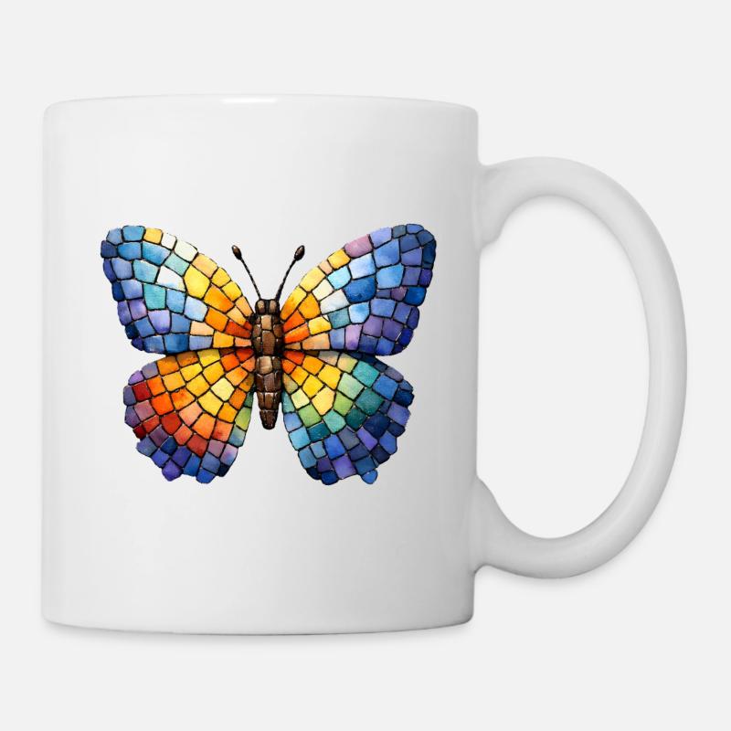 Butterfly Mosaic - Butterfly Fan Gift - Mug - white