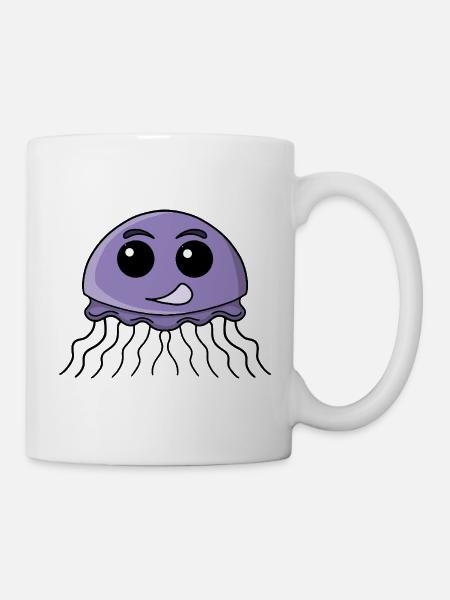 Flieder-Quallen-Cartoon - Tasse - Weiß
