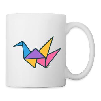 Géométrie colorée de grue origami - Mug blanc - blanc - Droite