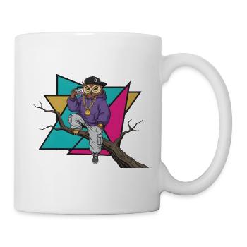 Heavy Metal Rocker Tier Gitarre Rock Eule Musik - Tasse - Weiß - Rechts