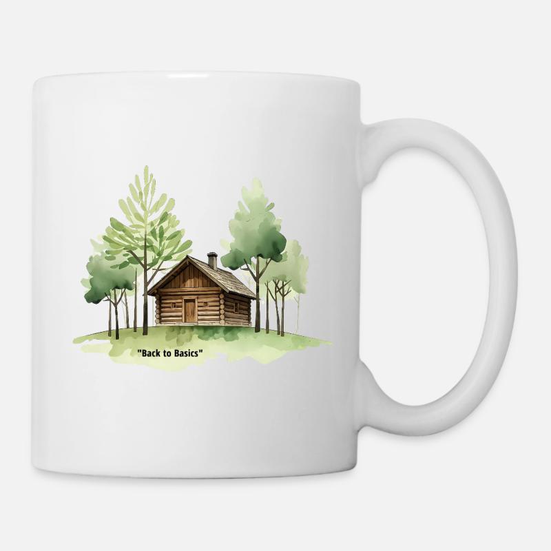 Back to Basics Cabin in Woods - Mug - white