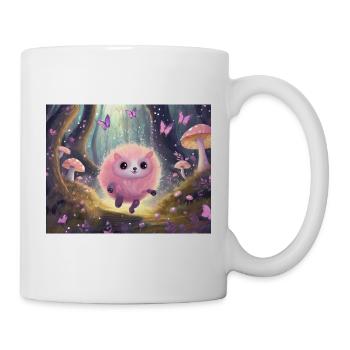 Fluffy forest kitten in fairy forest - Mug - white - Right