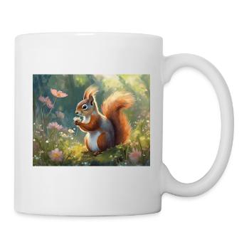 Eichhörnchen im Blumengarten - Tasse - Weiß - Rechts