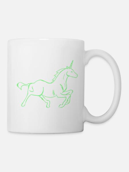 Neon Einhorn Silhouette - Tasse - Weiß