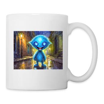 Blue funny and laughing monster - Mug - white - Right