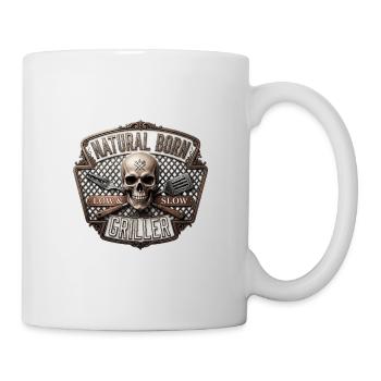 Natural Born Griller Skull Badge - Tasse - Weiß - Rechts