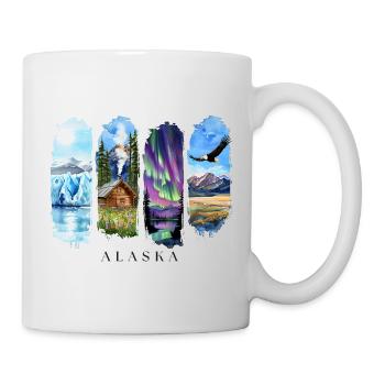 Voyage de vacances en Alaska – Motif de la nature sauvage et des aurores boréales - Mug blanc - blanc - Droite