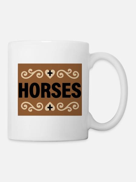 Horses Schriftzug Retro Reiten - Tasse - Weiß