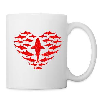 Cœur de Requins Rouge Vintage - Style Grunge - Mug blanc - blanc - Droite