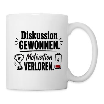  Diskussion Gewonnen Motivation Verloren Lustiger - Tasse - Weiß - Rechts