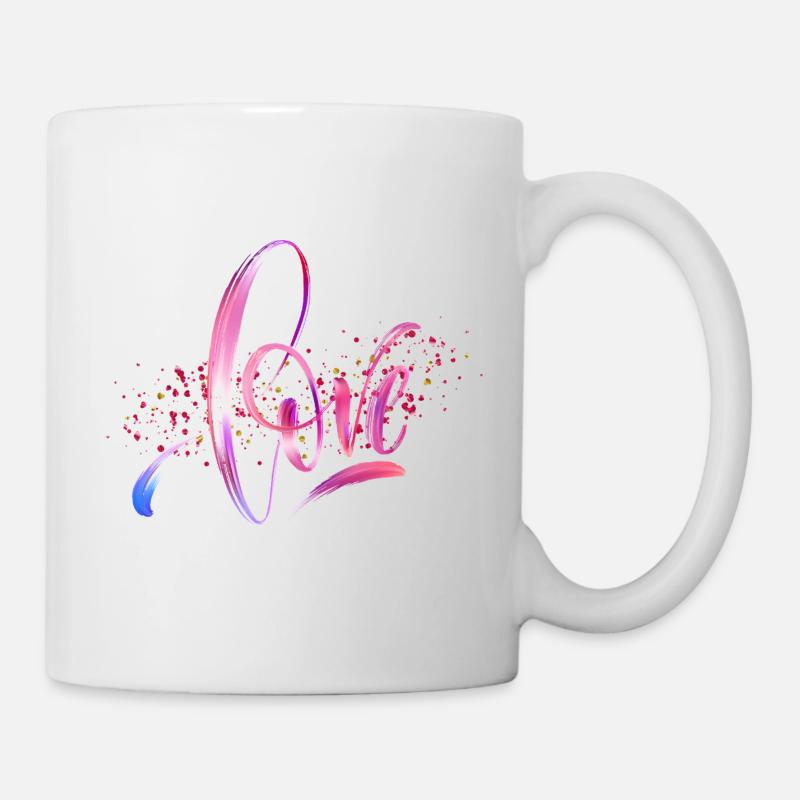 Bunte Liebe in Pinselwellen - Tasse - Weiß