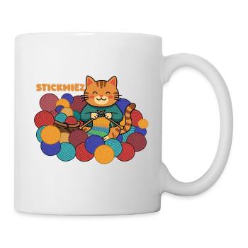 Strickmiez: Die Liebe zum Stricken - Tasse - Weiß - Rechts