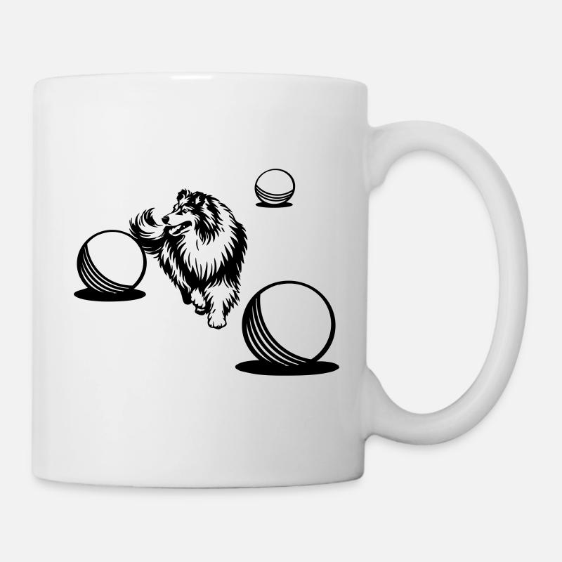 Long-haired Collie Treibball Sport 2 (dyeable) - Mug - white