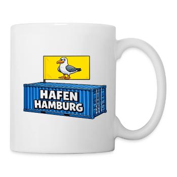 Hafen Hamburg Cartoon Container - Tasse - Weiß - Rechts