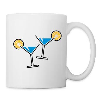 2 Cocktailgläser / Cocktail / Martini + (Hellblau) - Tasse - Weiß - Rechts