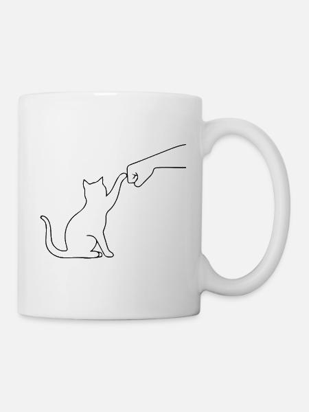 Katze Pfote lustig - Tasse - Weiß