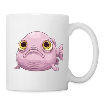 Cute Blob Fish – Kawaii Cartoon with Big Eyes - Mug - white - Right
