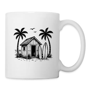 Plage Hutte Surf Planches Palmiers Vacances Été - Mug blanc - blanc - Droite