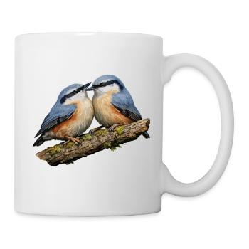 Zwei Kleiber auf dem Ast - Tasse - Weiß - Rechts