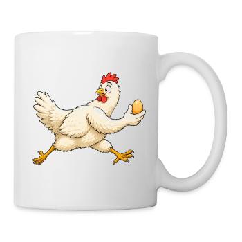 Huhn bringt das Ei in Sicherheit - Tasse - Weiß - Rechts