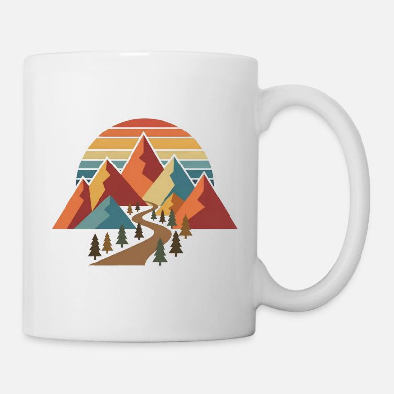 Retro Hiking Mountain Adventure Design - Mug - white
