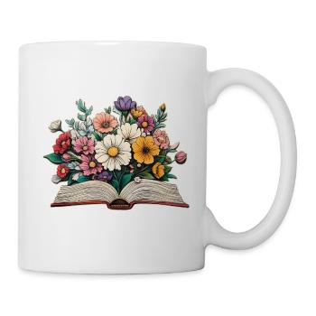 Book with flowers - Mug - white - Right
