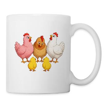 Hühner mit Kücken - Tasse - Weiß - Rechts