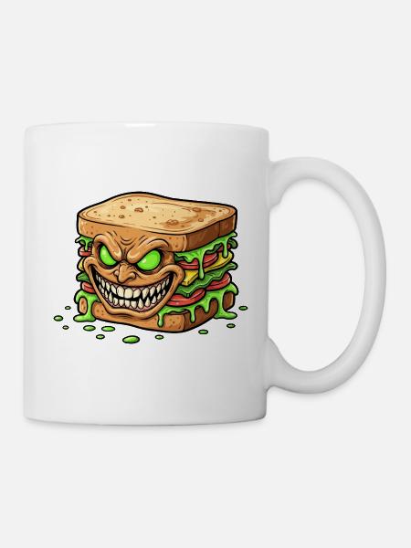Grusel-Sandwich Monster - Tasse - Weiß
