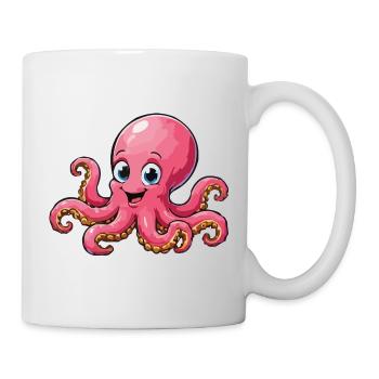 Cuddly Pink Octopus Cartoon - Mug - white - Right