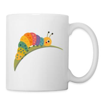 Bunte Raupe im Kawaii Stil - Tasse - Weiß - Rechts
