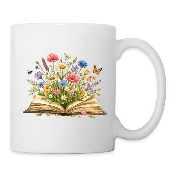 Wildflower Book Illustration - Floral Book Art - Mug - white - Right