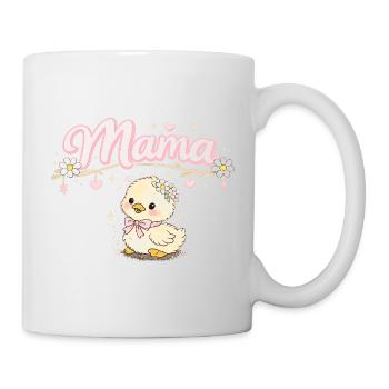 Mama süßes kleines Entlein und Blumen | Mama-Geschenk - Tasse - Weiß - Rechts