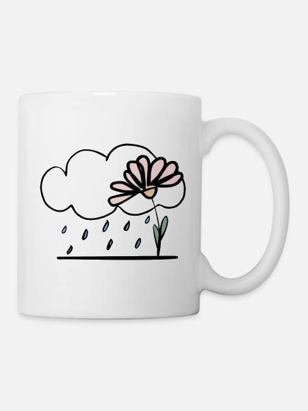 Blume im Regen - Tasse - Weiß