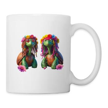 Tortues rastas florales - Mug blanc - blanc - Droite