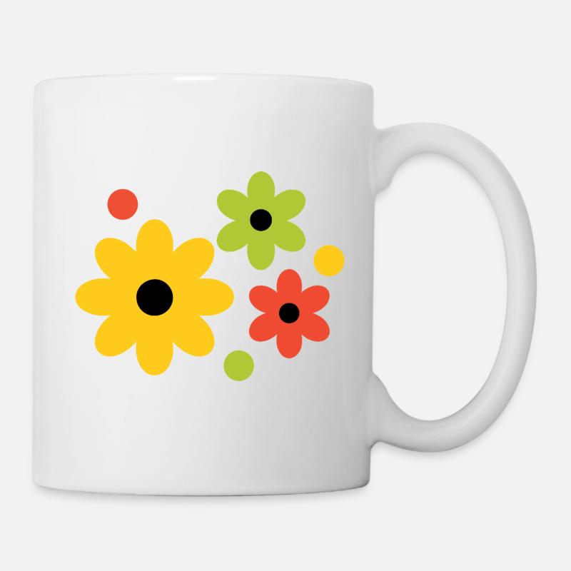 Cheerful Flower Colors Pattern - Flower Power - Mug - white