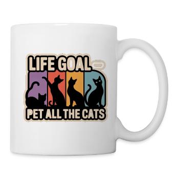 Life Goal Pet All The Cats Lustige Retro - Tasse - Weiß - Rechts