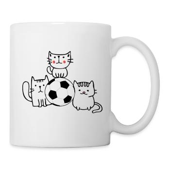Katzen mit Fußball - Tasse - Weiß - Rechts
