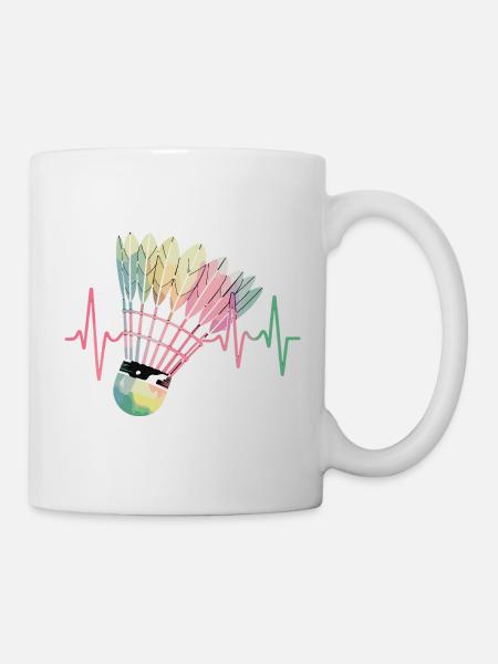 Badminton Herzschlag Bunter Federball Puls Für - Tasse - Weiß