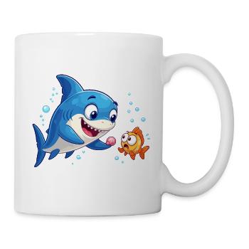 Blue basking shark meets goldfish - Mug - white - Right