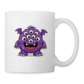 Lila Monster mit vielen Augen - Tasse - Weiß - Rechts