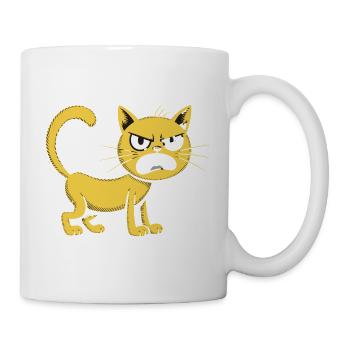 Dessin animé drôle et agressif du chat jaune en colère - Mug blanc - blanc - Droite