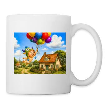 Balloon baby above cozy house - Mug - white - Right