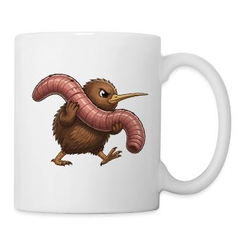 Kiwi with pink worm - Mug - white - Right