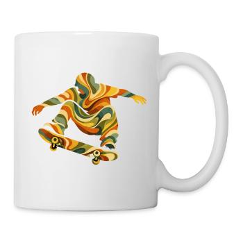 Skateur Vagues Rétro | Design Skate Vintage Psyché - Mug blanc - blanc - Droite