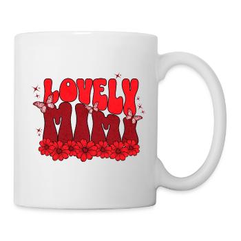 Lovely Mom – Red Flowers & Butterflies - Mug - white - Right